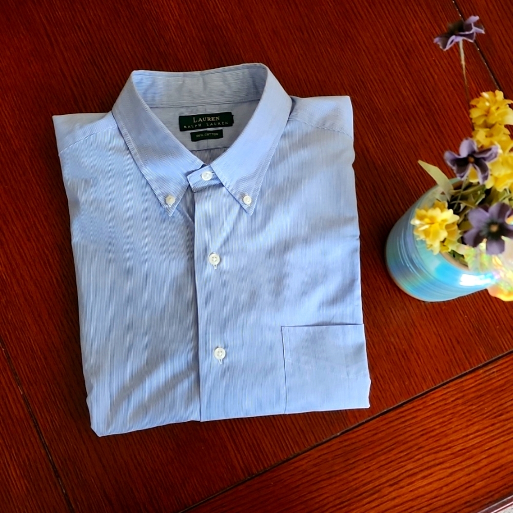 Lauren Ralph Lauren blue button down shirt Mens XL